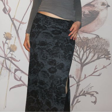 Black floral maxi skirt