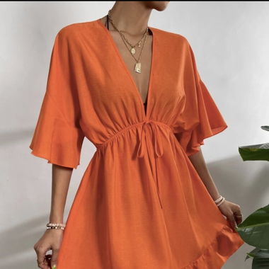 Swim Cover-Up mit Band vorne, Rüschen
