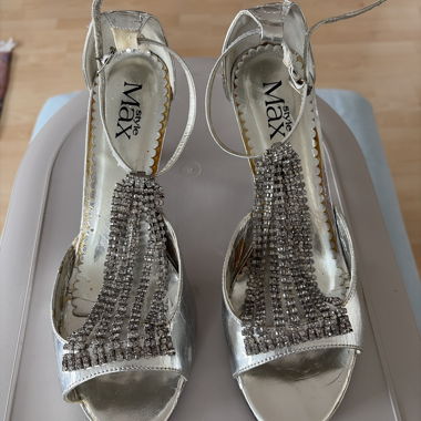 Silver Sandals with Rhinestones