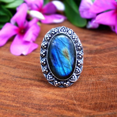 Bague avec labradorite