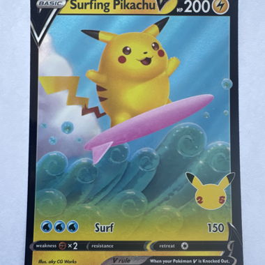 Surfing Pikachu V card