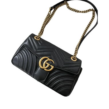 Gucci schwarze Leder-Schultertasche