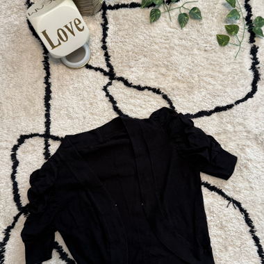 Black Short‑Sleeve Cardigan
