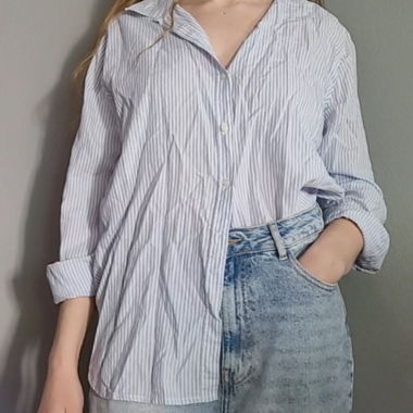 Chemise bleue rayée manches longues (L.O.G.G.)