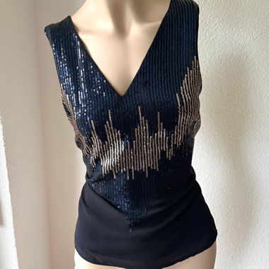 Only One Black Sequin V-Neck Party Top