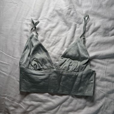 ZARA satin bralette top mint green