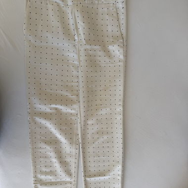 Pantaloni bianchi a quadri con pois XS