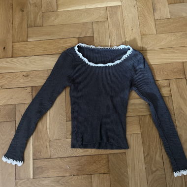 Grey Rib-Knit Sweater