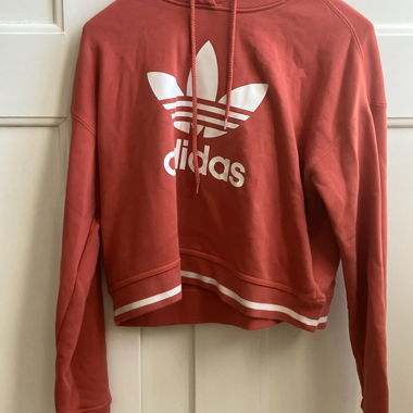 Felpa corta con cappuccio Adidas rossa T38