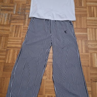 Striped white and black t-shirt and pants set