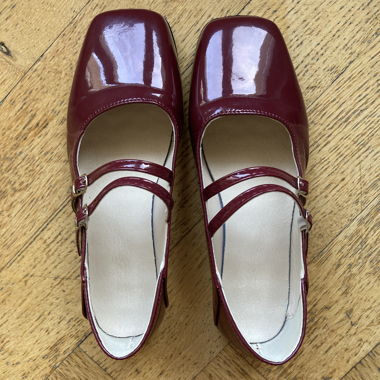 Ballerines à brides rouge-cerise