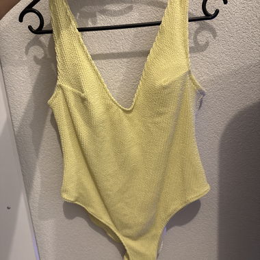 Yellow backless swimsuit