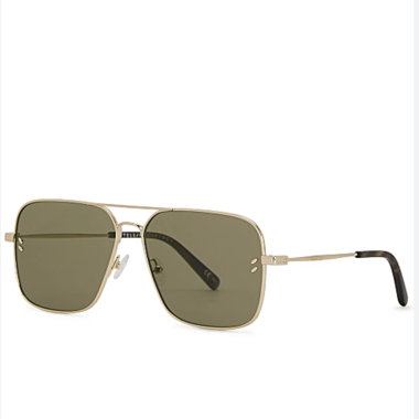 Stella McCartney green & Gold Aviator Sunglasses 