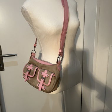 Beige Pink Shoulder Bag Y2k, 2000s