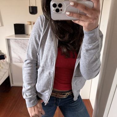 Sweat à capuche zippé gris basic