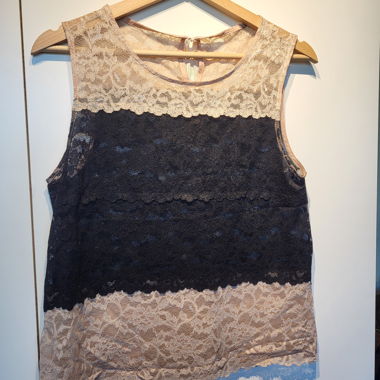 Spitzen-Top beige-schwarz
