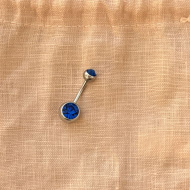 Piercing al ombelico con pietre blu NUOVO