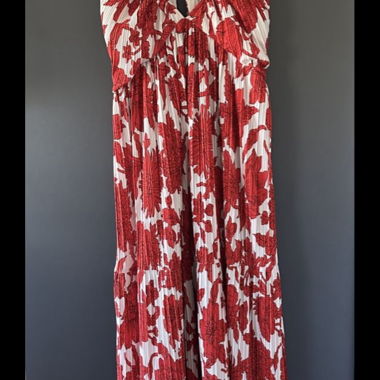 Rotes Maxikleid mit Blumenprint, L