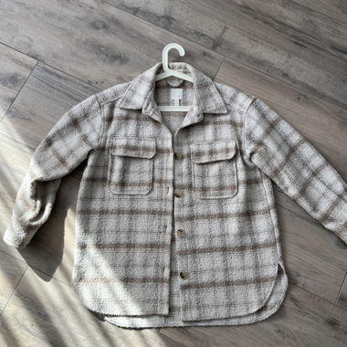 Checked Overshirt Jacket in Beige