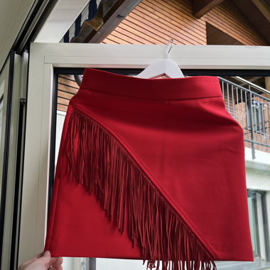 Maje short red skirt with tassles