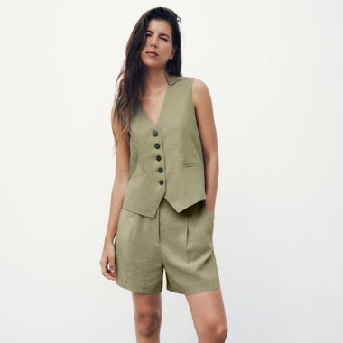 Linen Zara set green