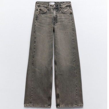 Zara TRF WIDE-LEG MID-RISE Jeans Light grey