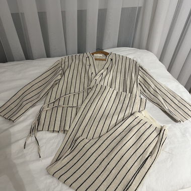 Ensemble rayé en lin
