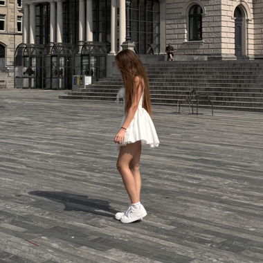 White summer mini dress with small gift 
