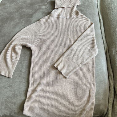 Col roulé manche 3/4 rose pailleté