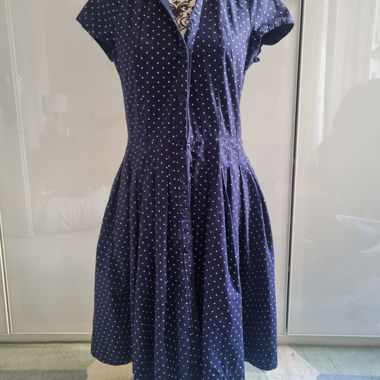 Robe chemise bleu marine a pois