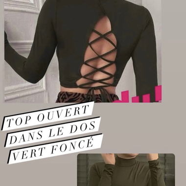 Top dos nus vert militaire 