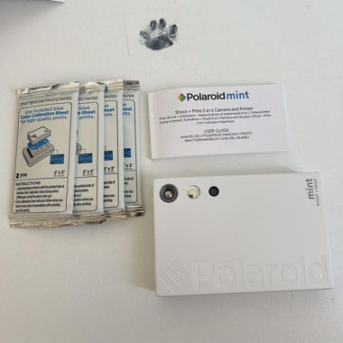 White Polaroid mint camera