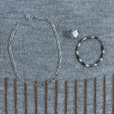 Set mit Kettenkette in Silberoptik