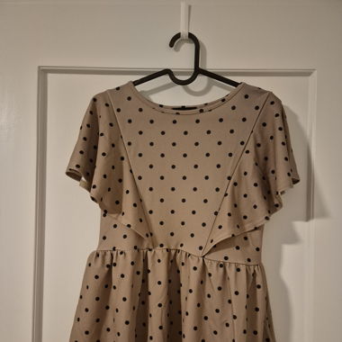 Brown Polka Dot Peplum Style Top