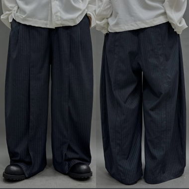 New Dark wide striped pants from Korea