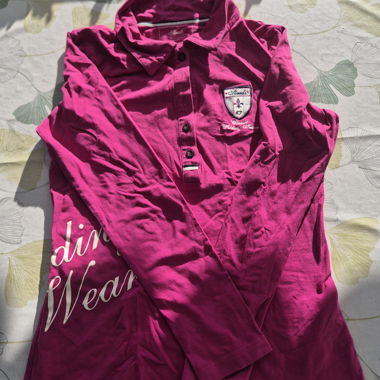 Pink long-sleeve polo shirt