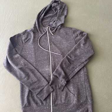 Grey Hooded Jacket with Zipper