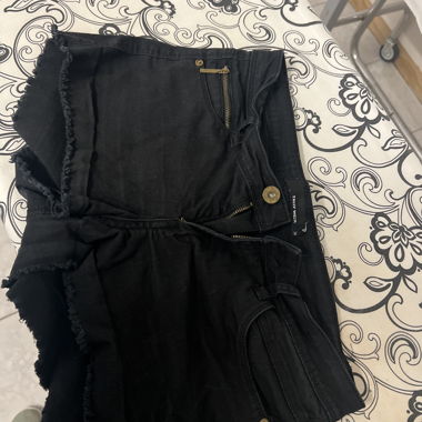 Black denim mini shorts
