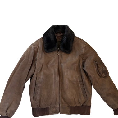 Braune Leder-Bomberjacke
