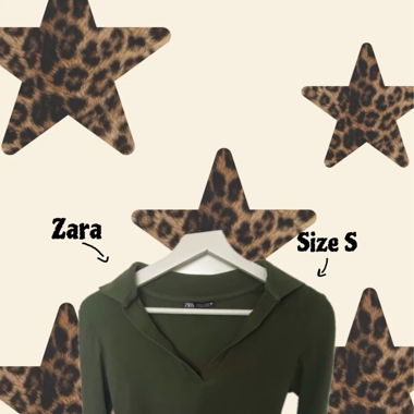 ZARA Long sleeve Top (Olive Grün)