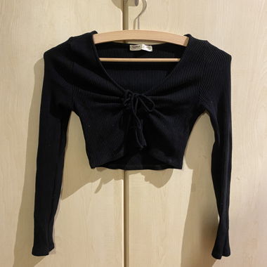 Cropped Longsleeve mit Schnürung