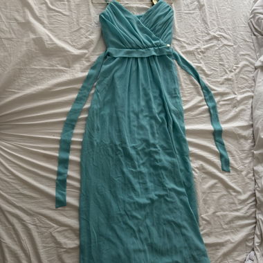 Abito lungo maxi turchese con spalline