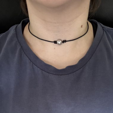 Silberne Perlen-Choker