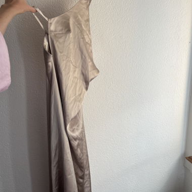 Beige Satin Slip Dress NAKD