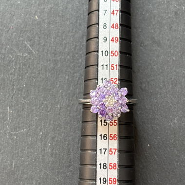 Silver Ring with Purple Stones
