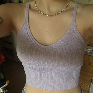purple crop top in knit look