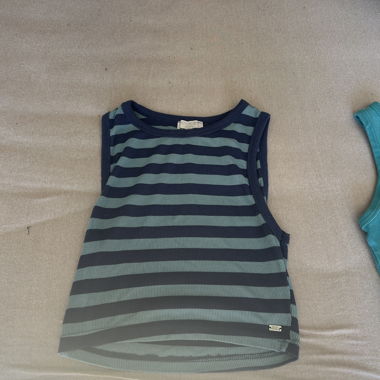 Blue and black top