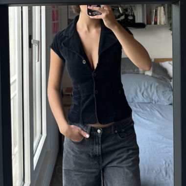 Haut style blazer velours bleu marine 