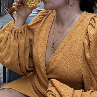 Robe portefeuille jaune moutarde