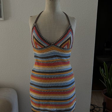 Crocheted spaghetti-strap dress